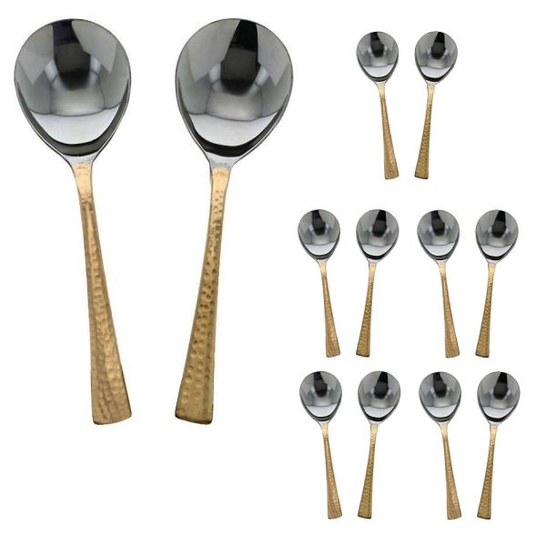12 x Copper n Steel serving spoons