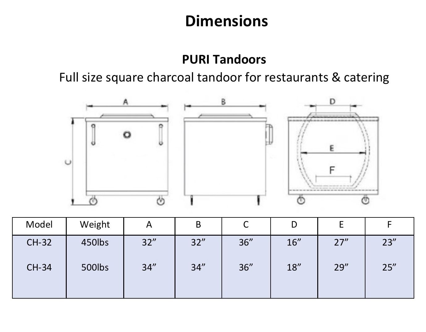 32x32 LARGE Charcoal Restaurant Tandoori Oven