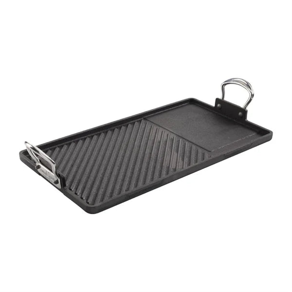 Cast Iron Double Burner Griddle Pan 45x25cm